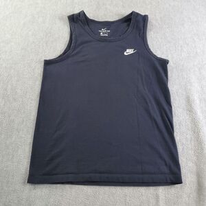Nike Tank Top Mens Small Black Cotton Sleeveless Embroidered Logo Round Neck